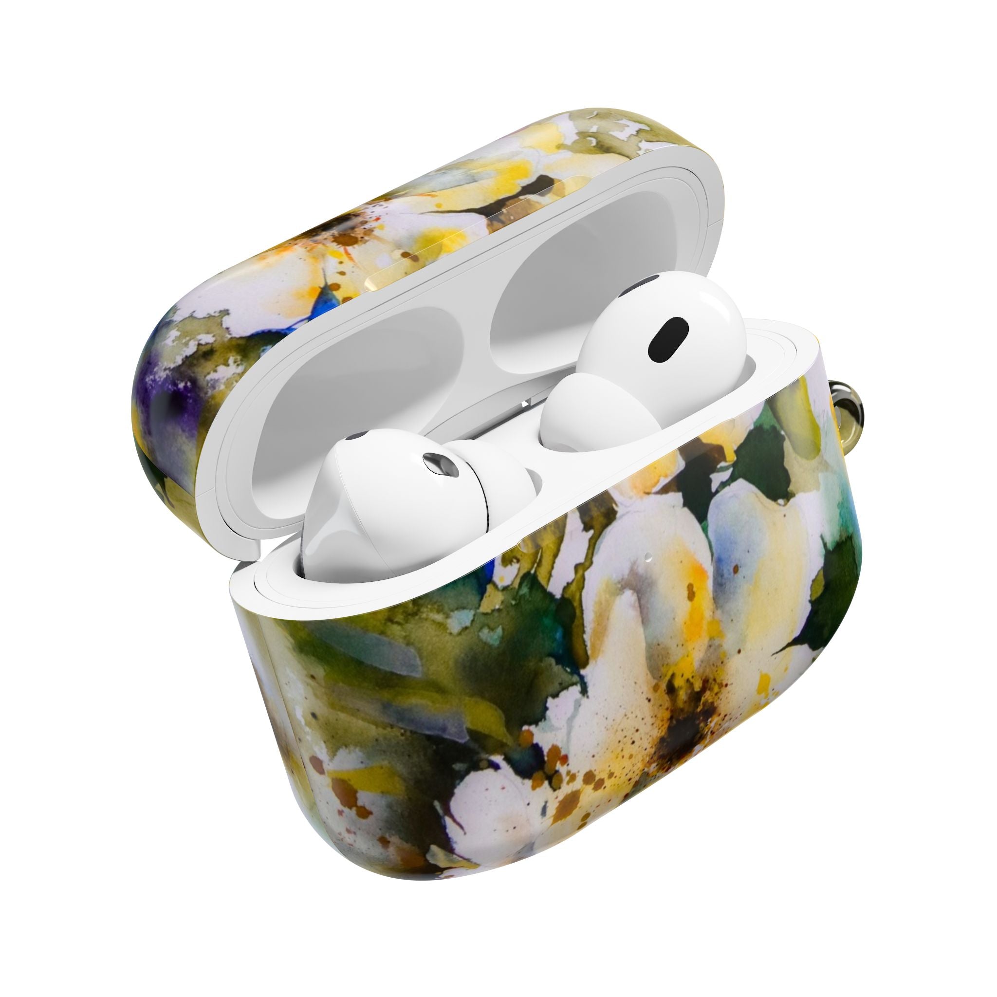 Floral Watercolor AirPod Case — White & Yellow Blossom Protective Cover
