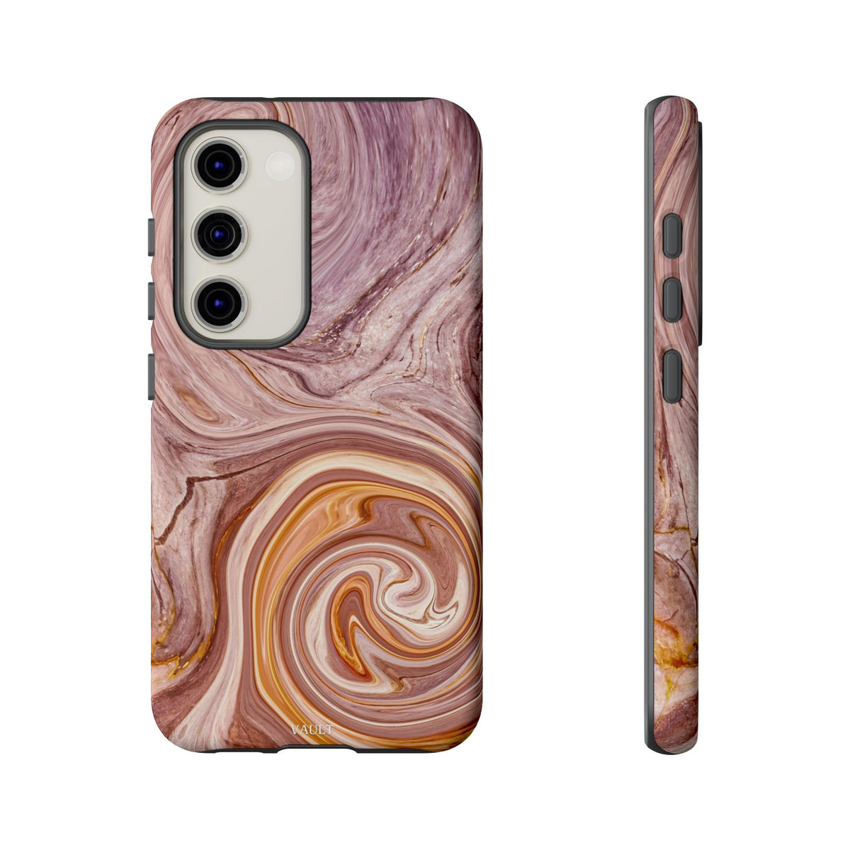 Marble Swirl Phone Case — Pink & Gold Abstract Tough Case