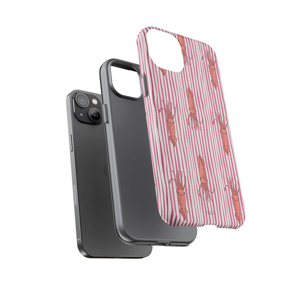 Squid Stripe Phone Case — Pink Nautical Sea Creature Pattern