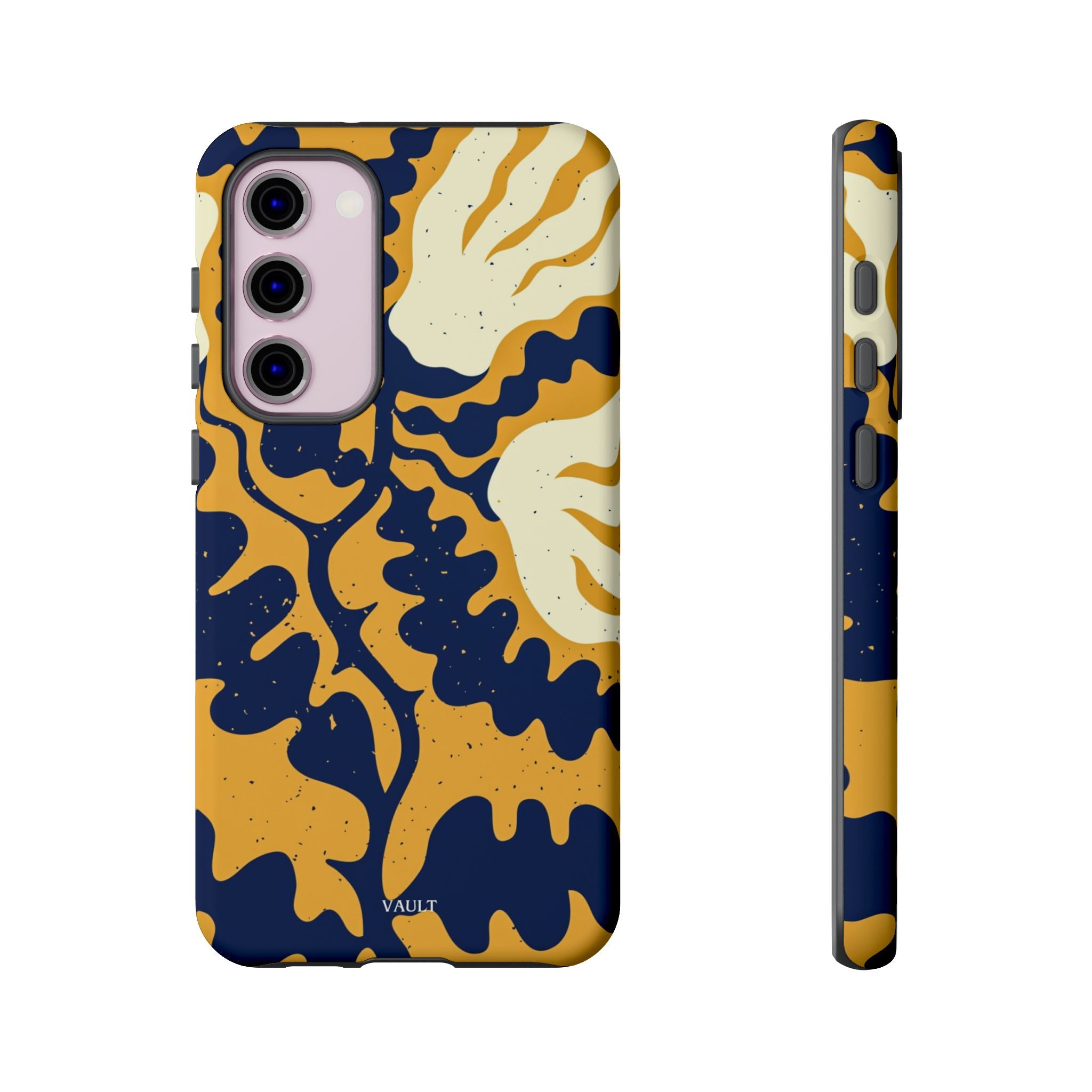 Bold Abstract Floral Phone Case (Navy & Mustard)