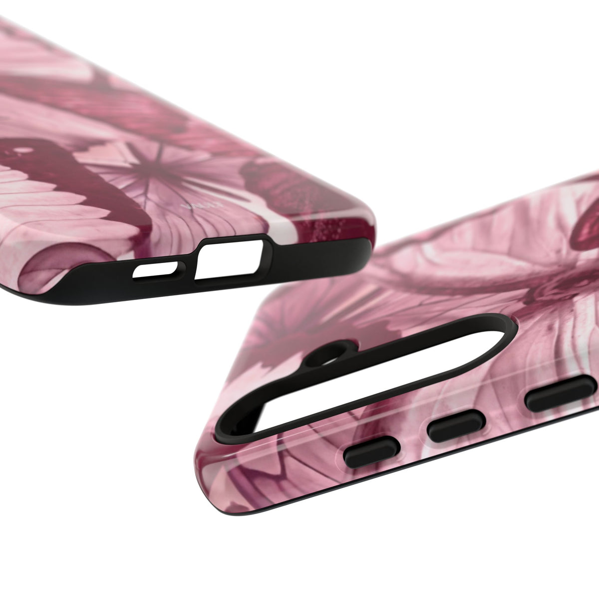 Butterfly Tough Phone Case — Vintage Pink Floral Protective Cover