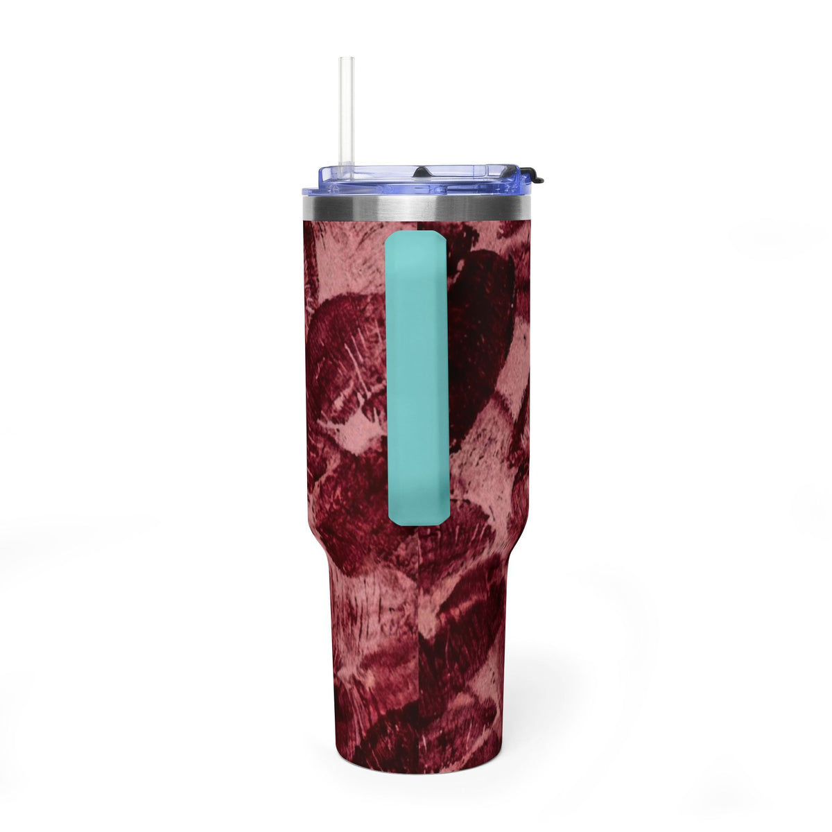 40oz Vacuum Tumbler - Burgundy Rose Marble Insulated Travel Cup