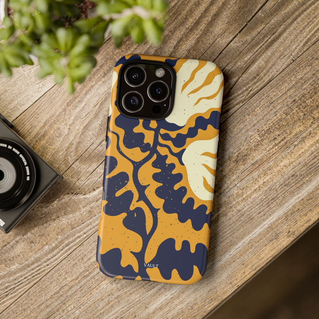 Bold Abstract Floral Phone Case (Navy & Mustard)