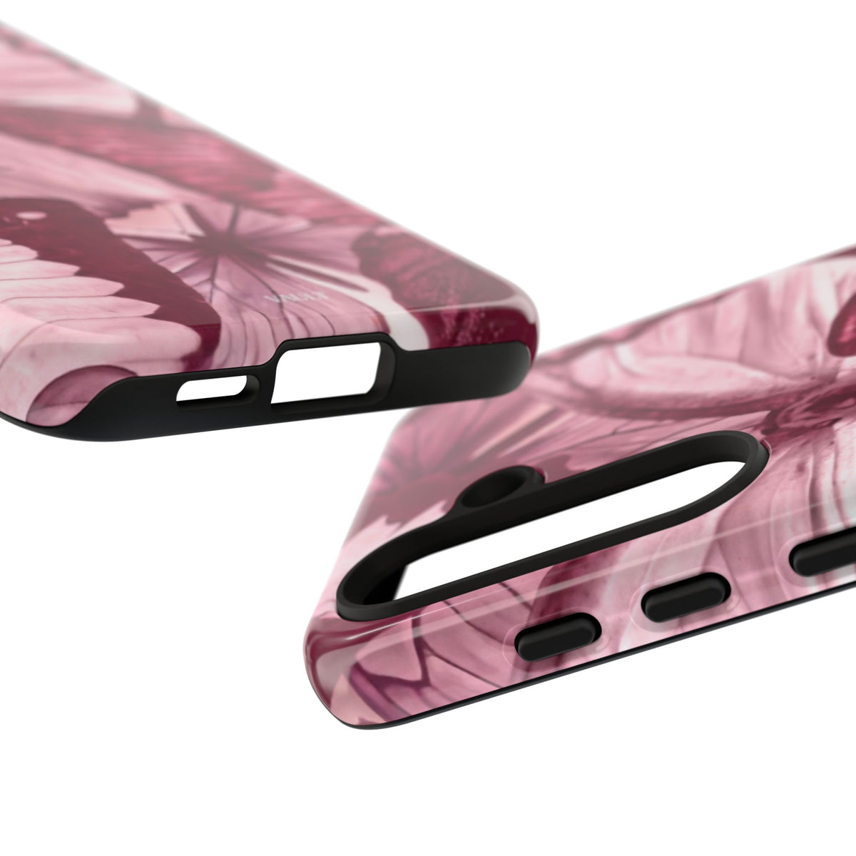 Butterfly Tough Phone Case — Vintage Pink Floral Protective Cover