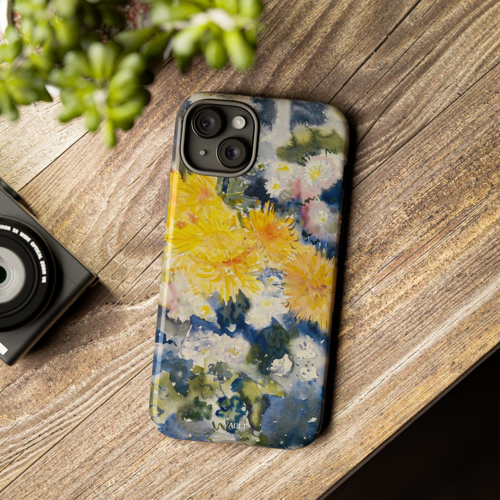 Floral Watercolor Phone Case – Yellow Chrysanthemums Design