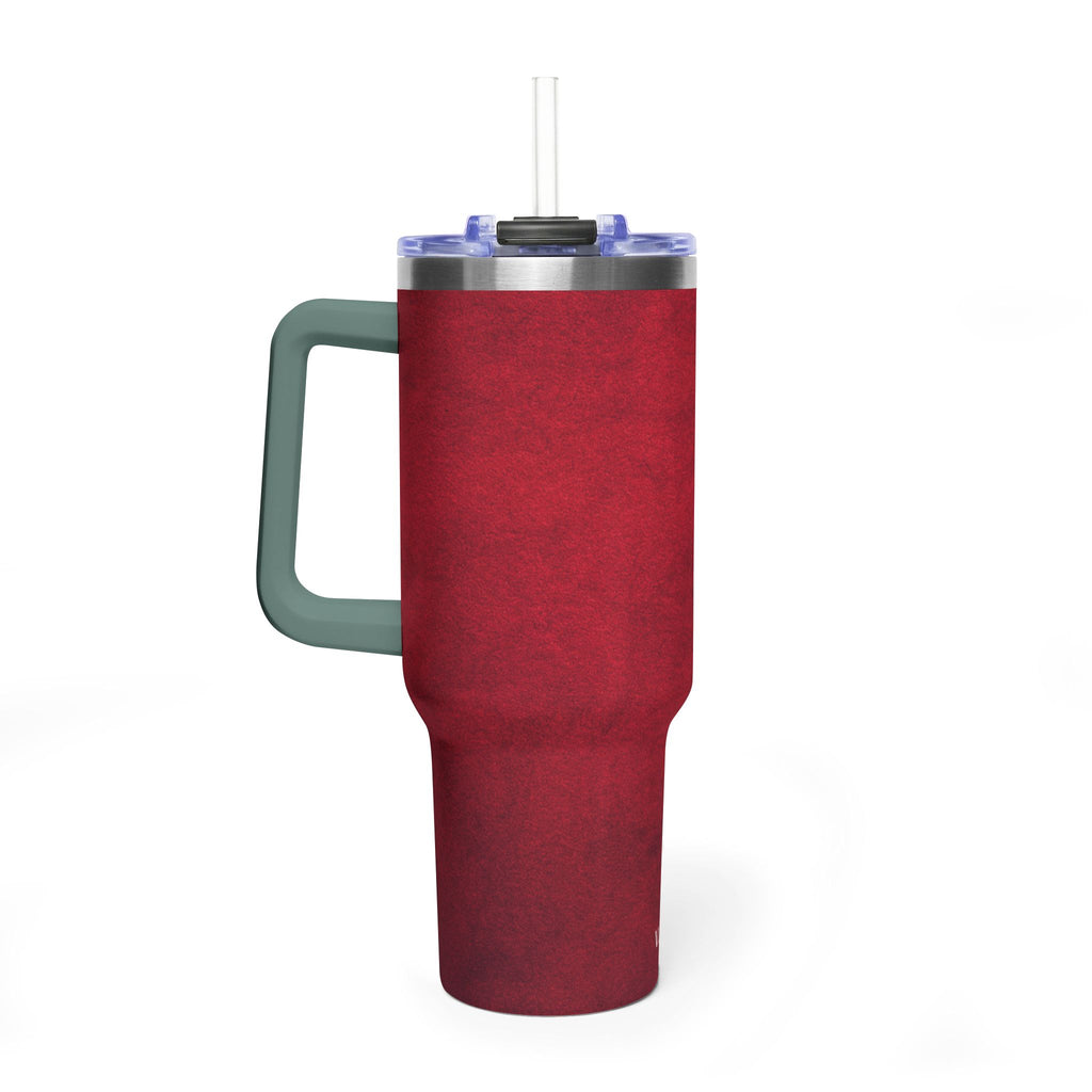 40oz Red Vacuum Tumbler – Insulated Travel Mug with Straw & Handle