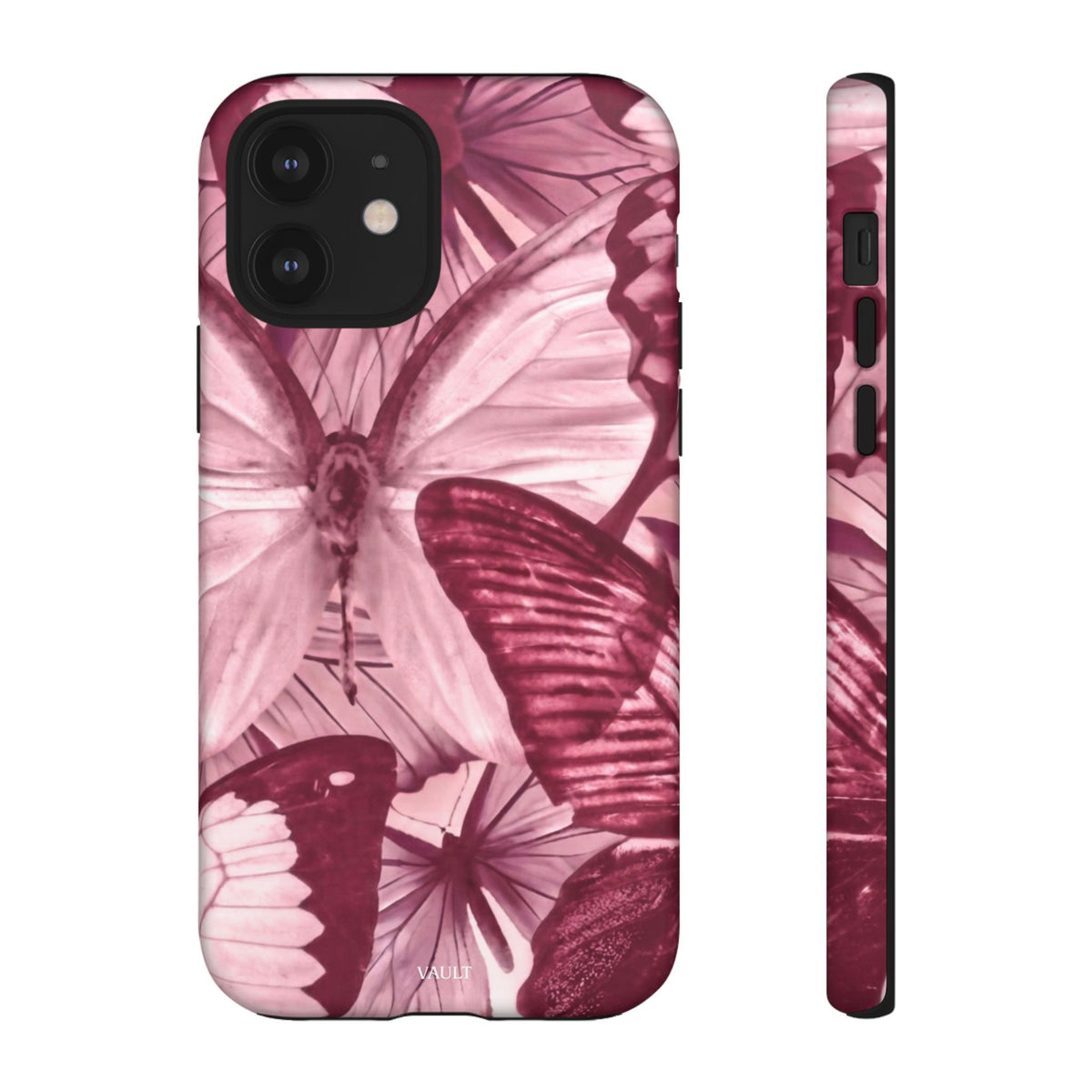 Butterfly Tough Phone Case — Vintage Pink Floral Protective Cover