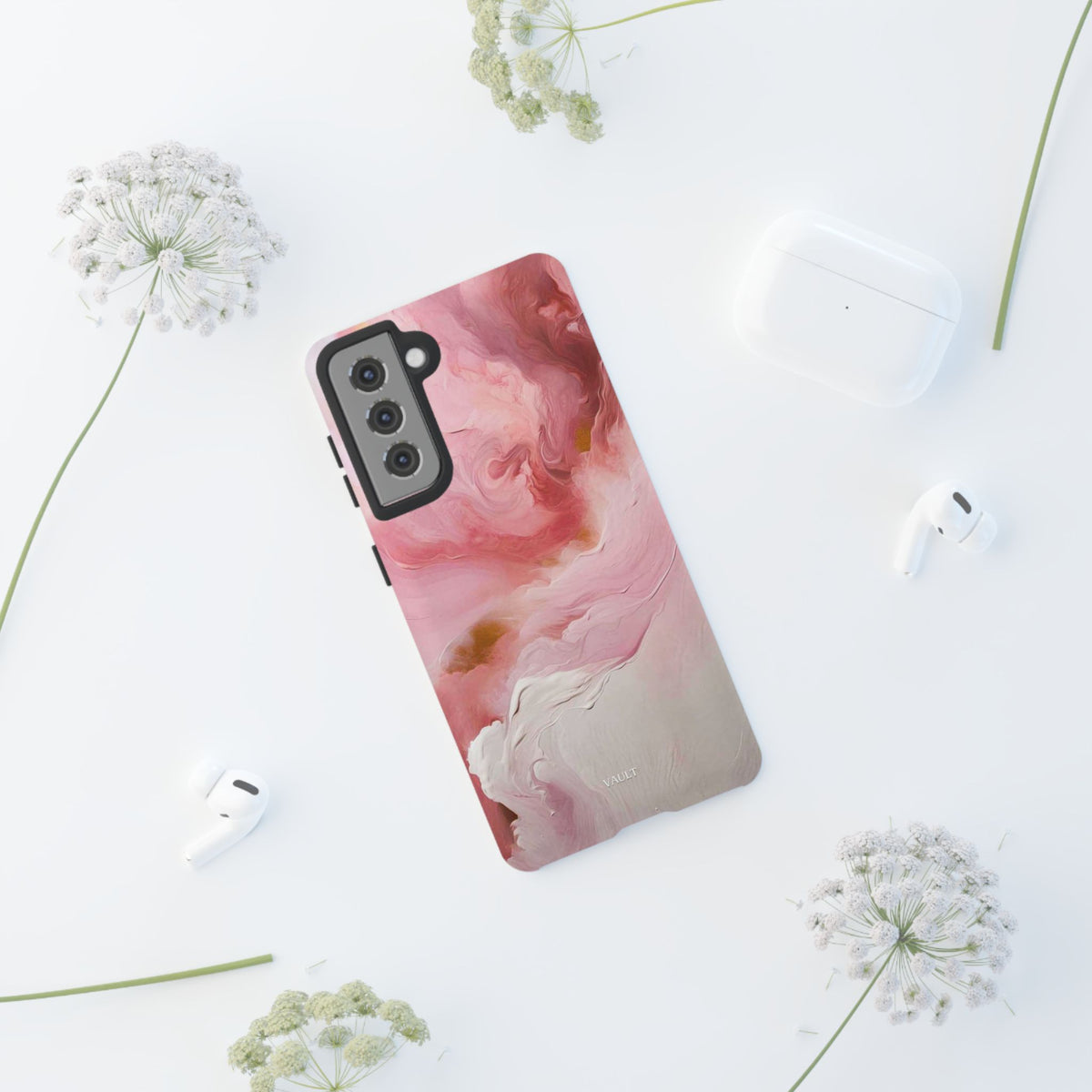 Pink Marble Tough Phone Case — Protective Artistic Phone Cover