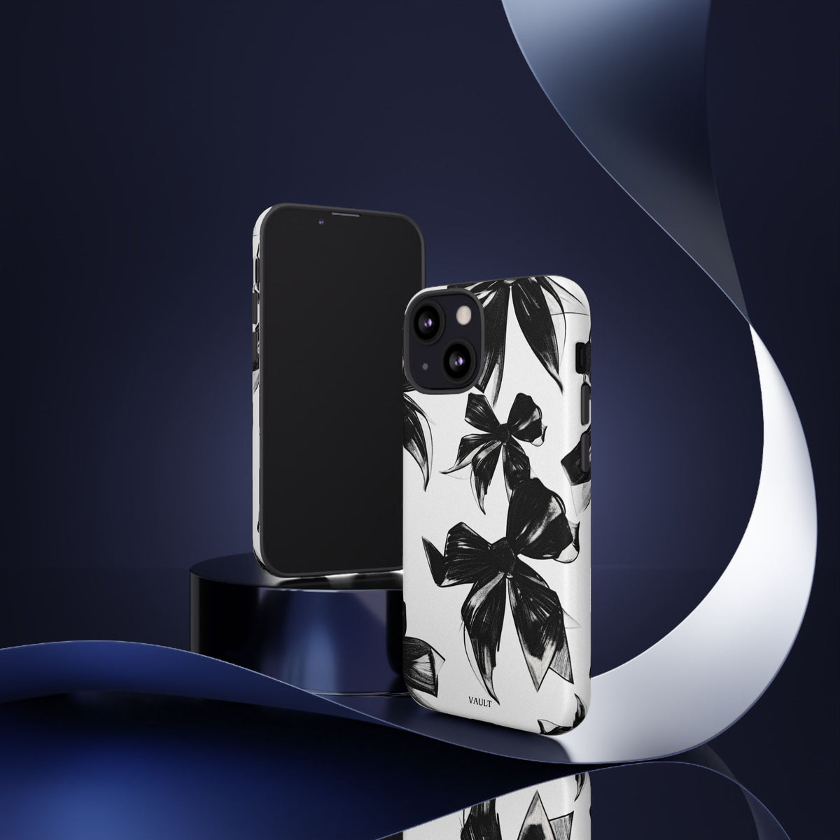 Floral Brushstroke Phone Case — Black & White Botanical Tough Case