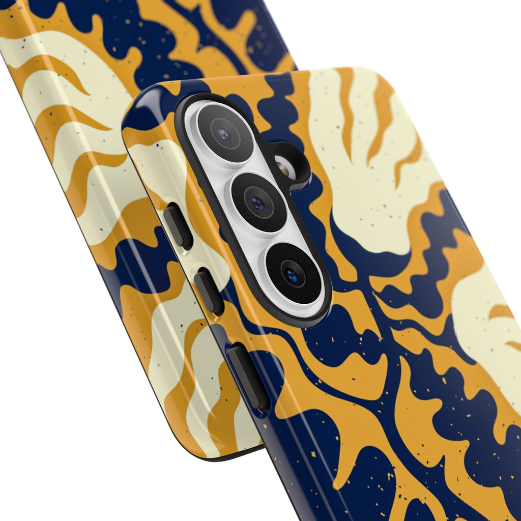 Bold Abstract Floral Phone Case (Navy & Mustard)