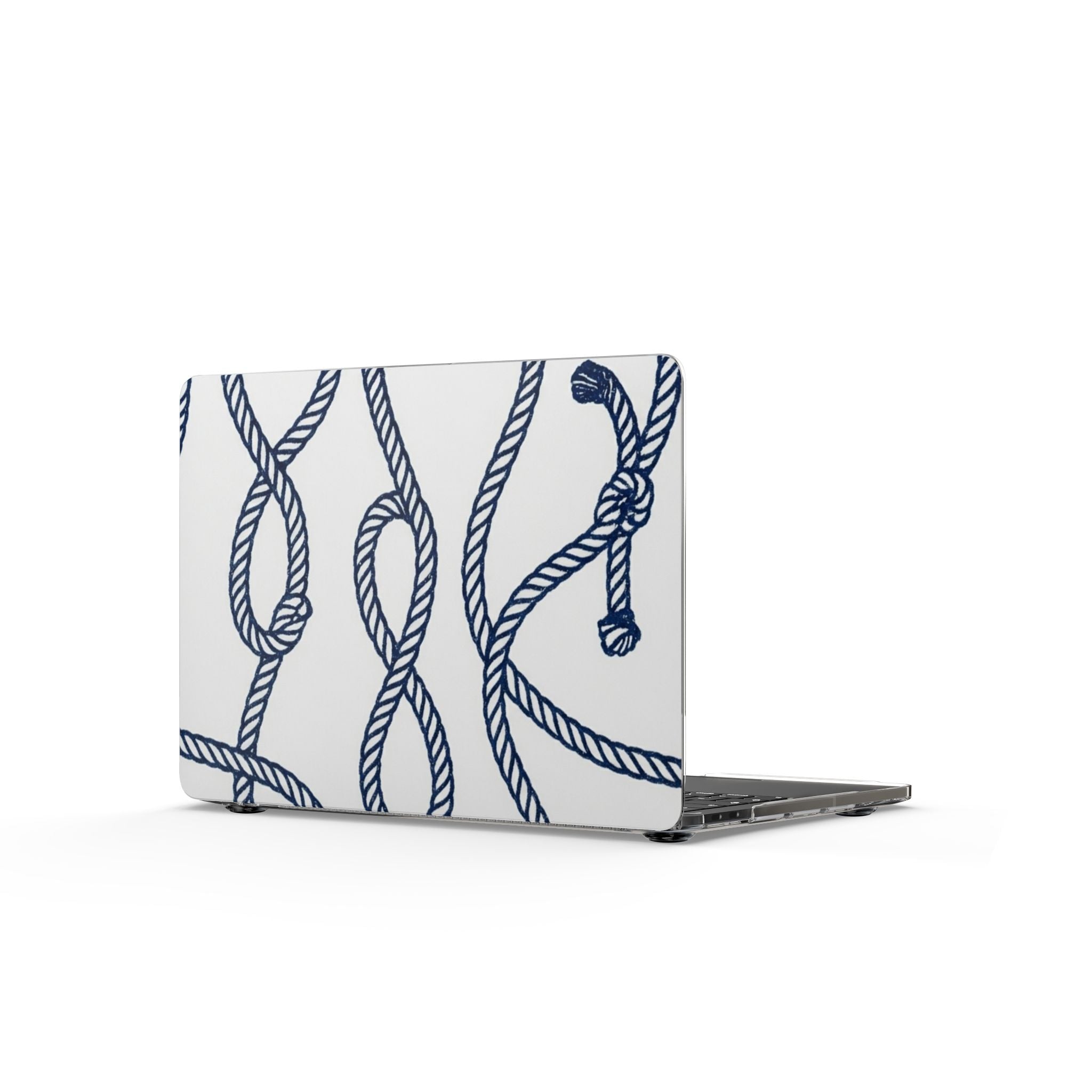 Nautical Rope MacBook Case — Blue Knots on White