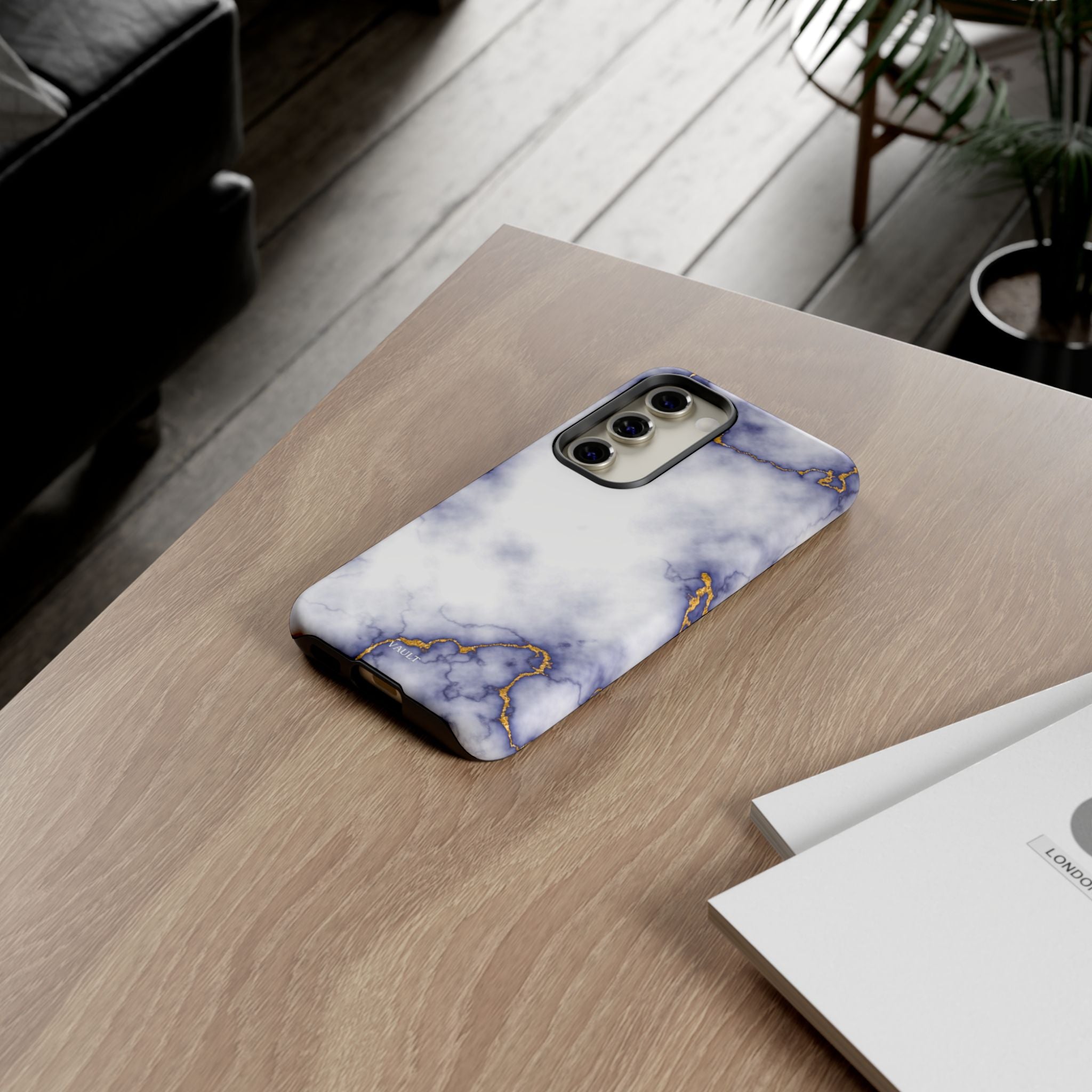Purple Marble Tough Phone Case with Gold Veins