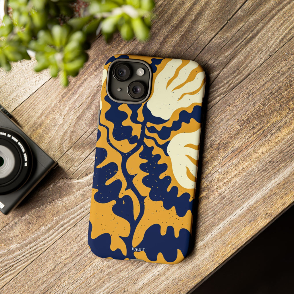 Bold Abstract Floral Phone Case (Navy & Mustard)