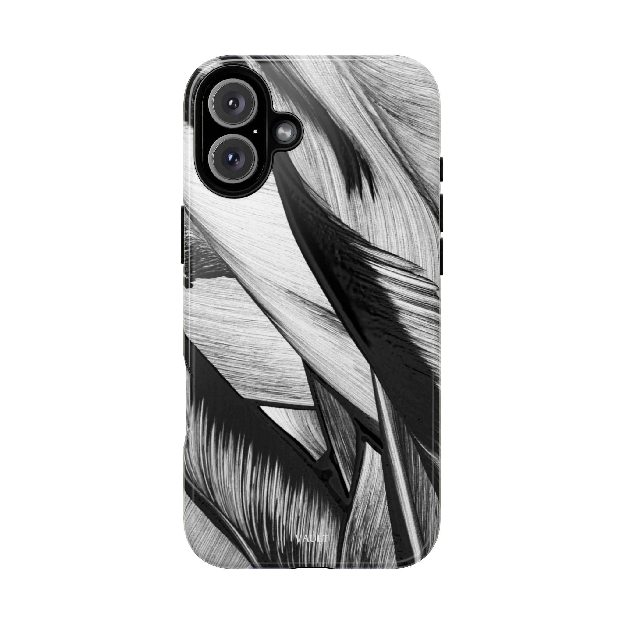 Monochrome Tropical Leaf Tough Phone Case — Black & White Botanical Protective Cover