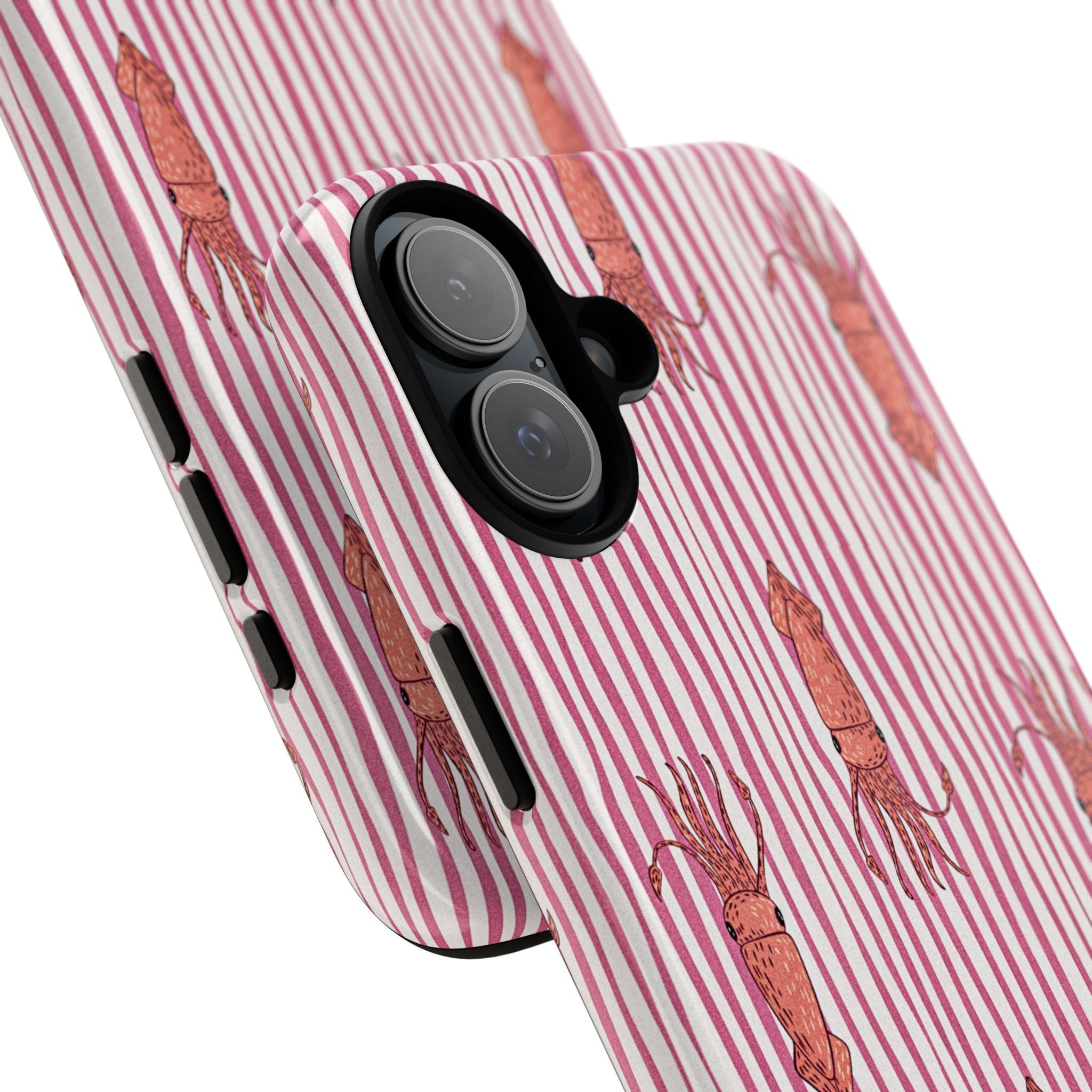 Squid Stripe Phone Case — Pink Nautical Sea Creature Pattern