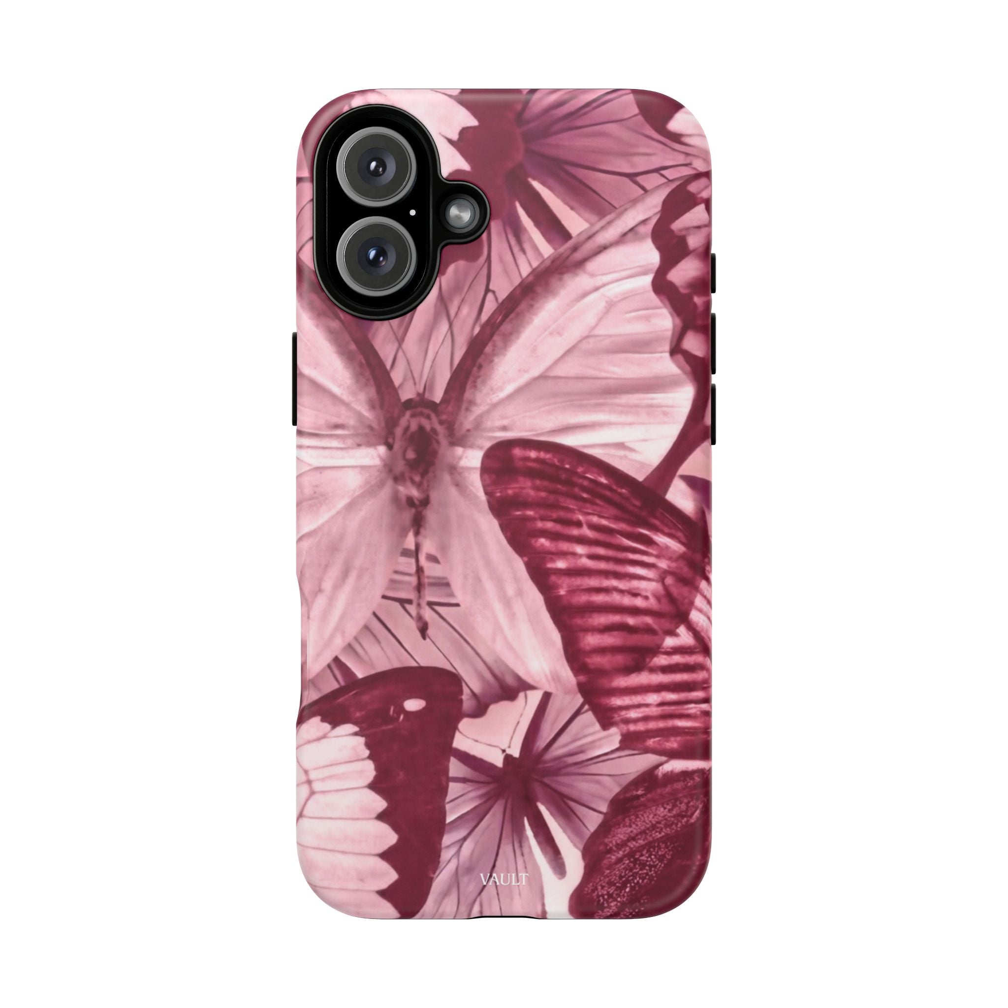 Butterfly Tough Phone Case — Vintage Pink Floral Protective Cover