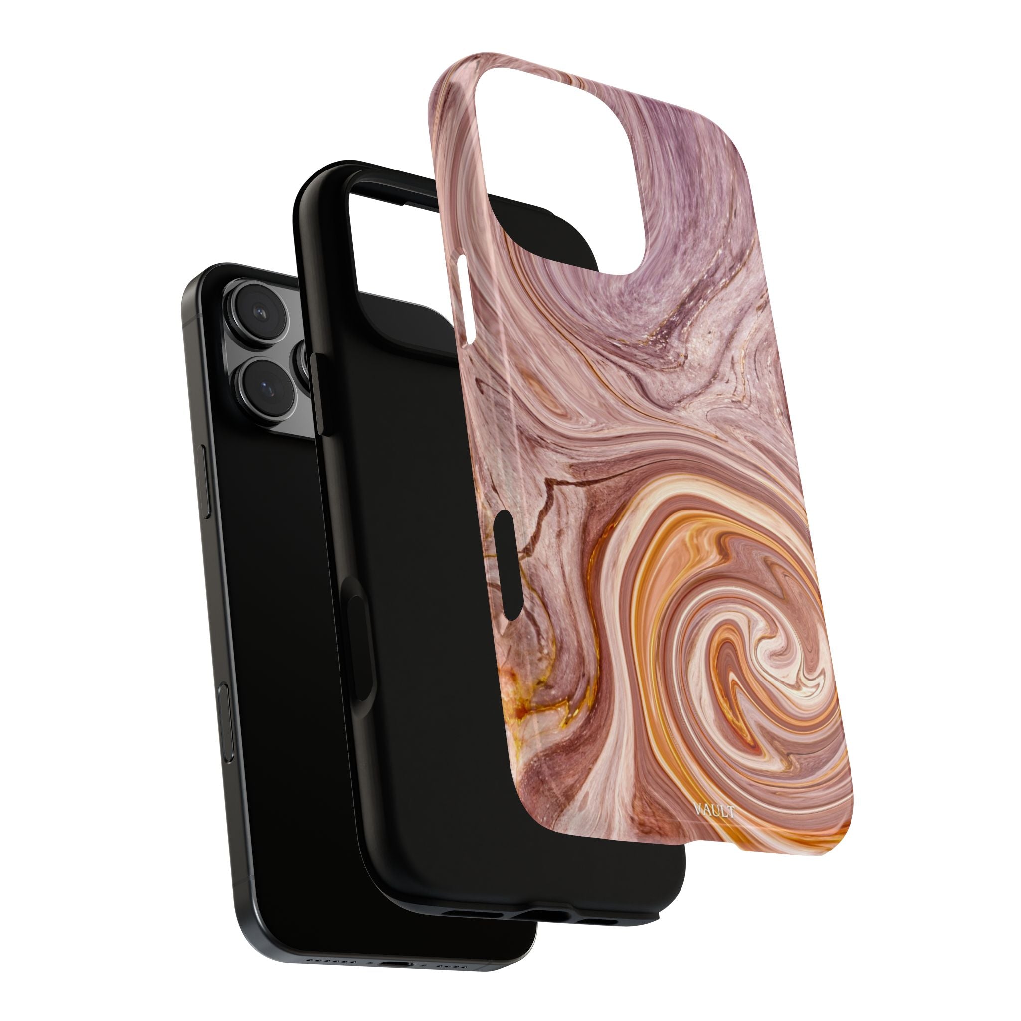 Marble Swirl Phone Case — Pink & Gold Abstract Tough Case