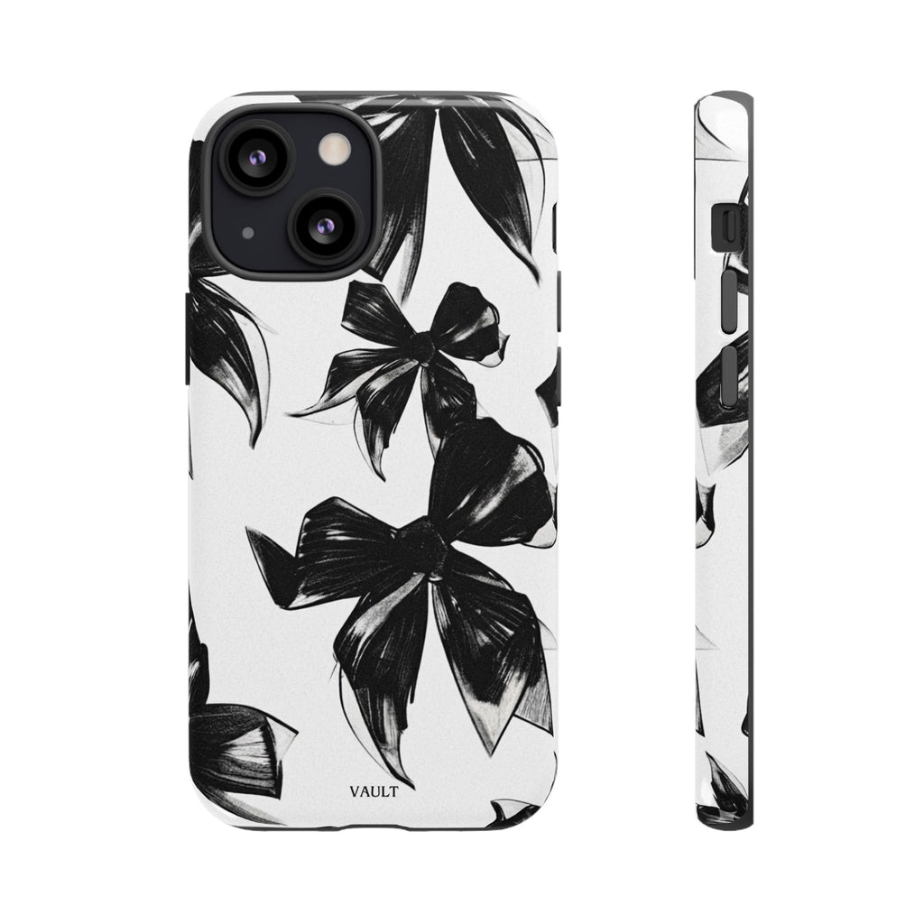 Floral Brushstroke Phone Case — Black & White Botanical Tough Case