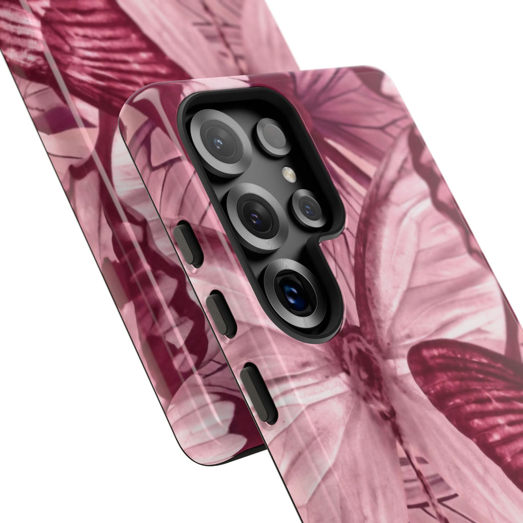 Butterfly Tough Phone Case — Vintage Pink Floral Protective Cover