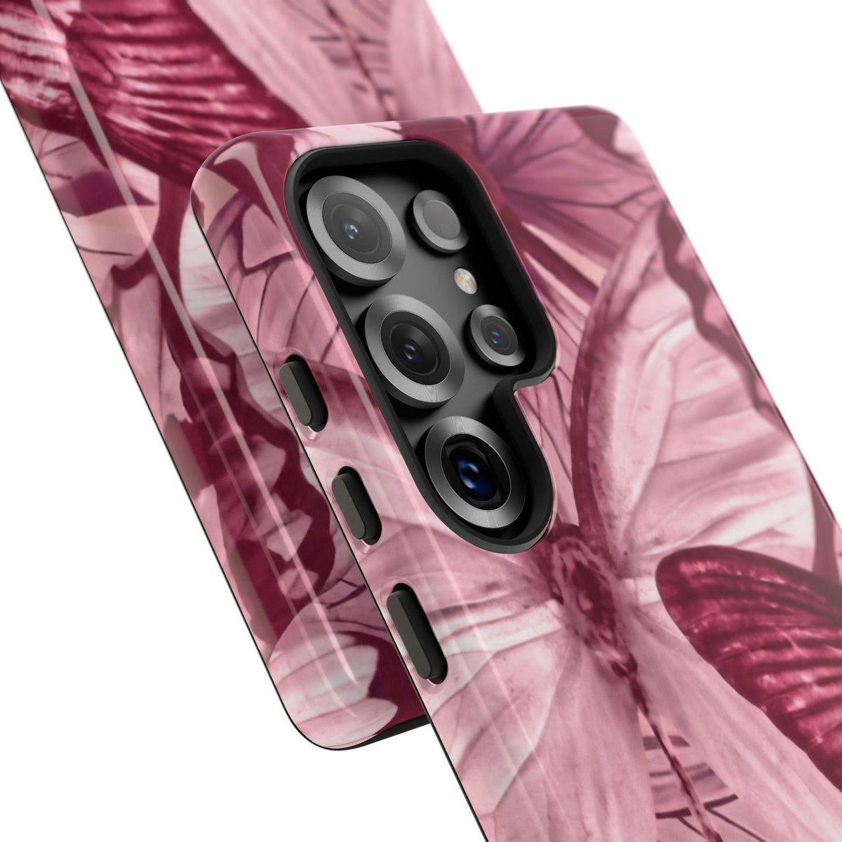 Butterfly Tough Phone Case — Vintage Pink Floral Protective Cover