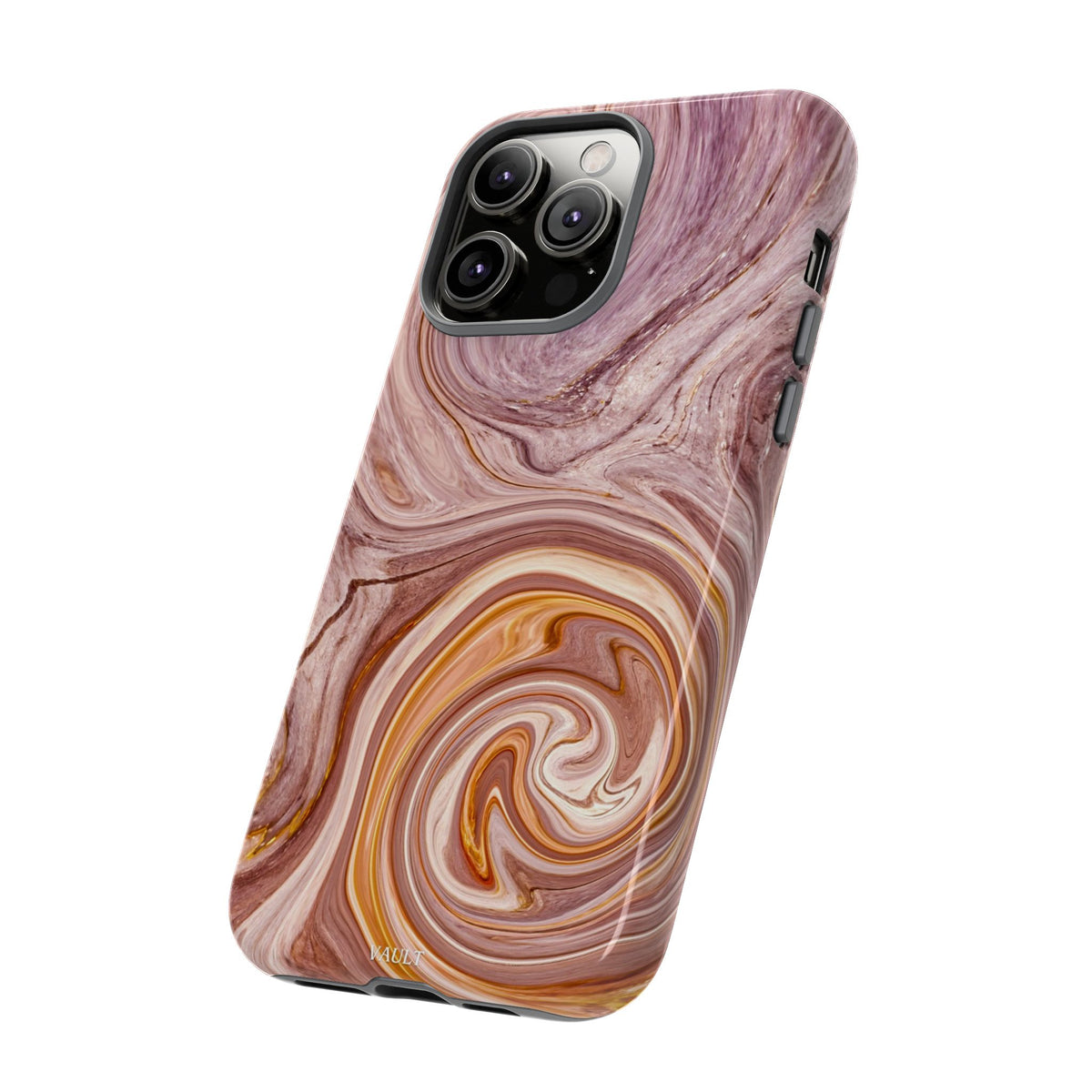 Marble Swirl Phone Case — Pink & Gold Abstract Tough Case