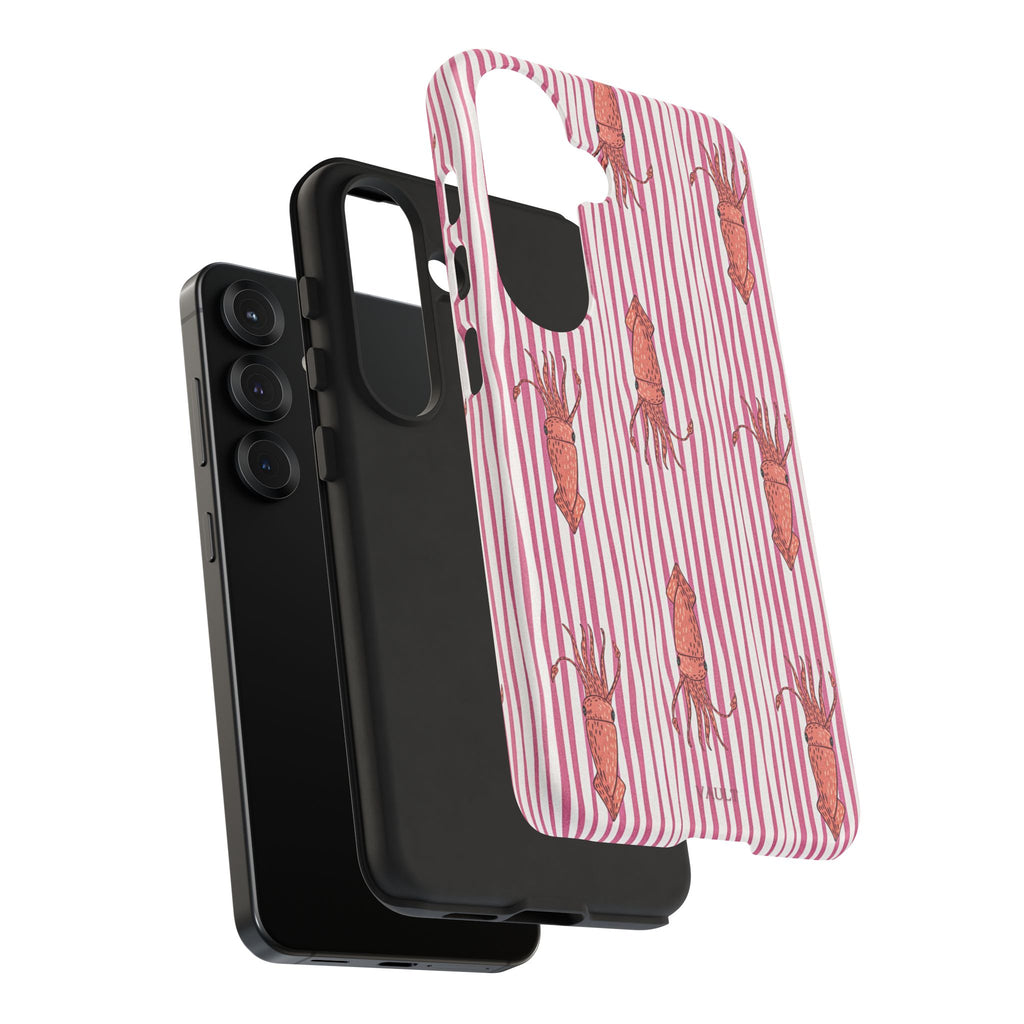 Squid Stripe Phone Case — Pink Nautical Sea Creature Pattern