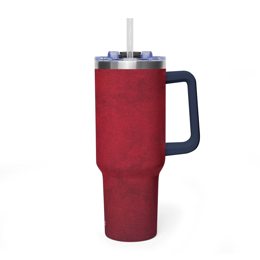 40oz Red Vacuum Tumbler – Insulated Travel Mug with Straw & Handle
