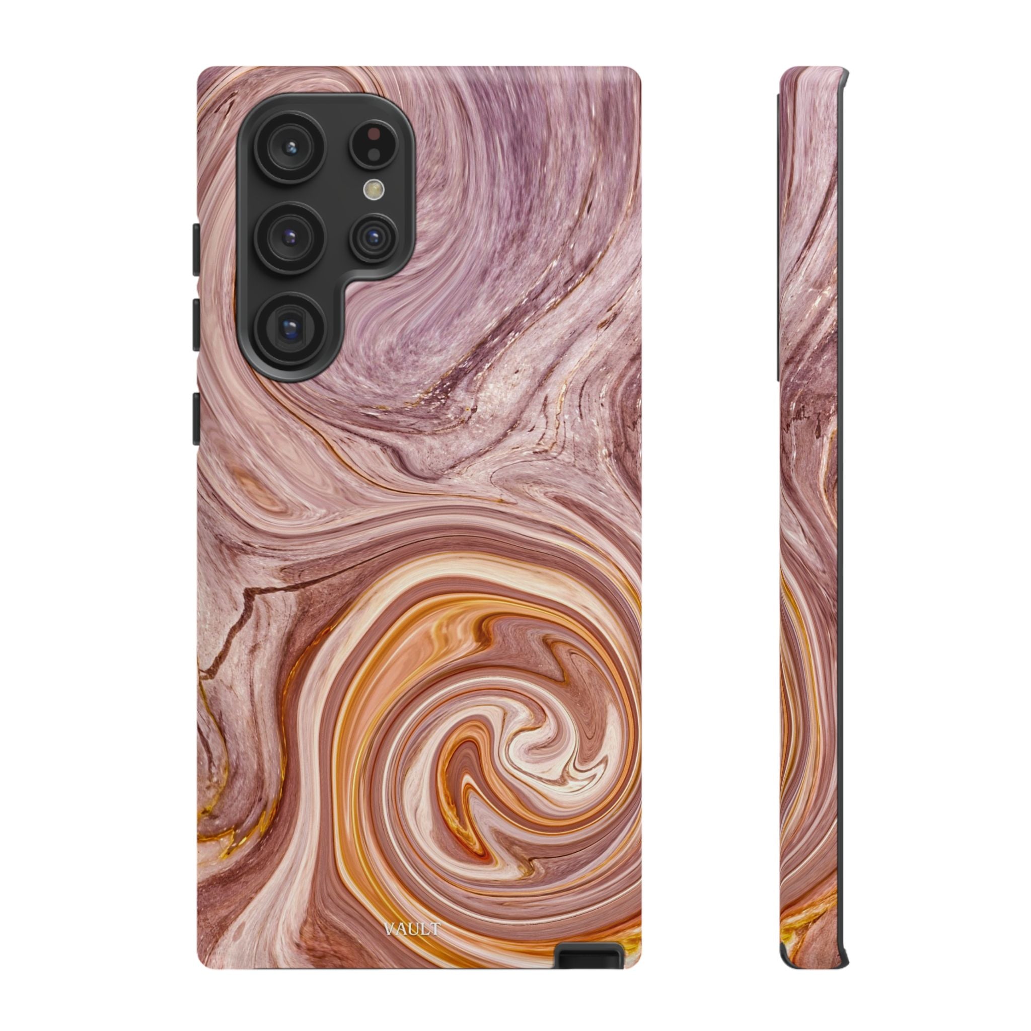 Marble Swirl Phone Case — Pink & Gold Abstract Tough Case
