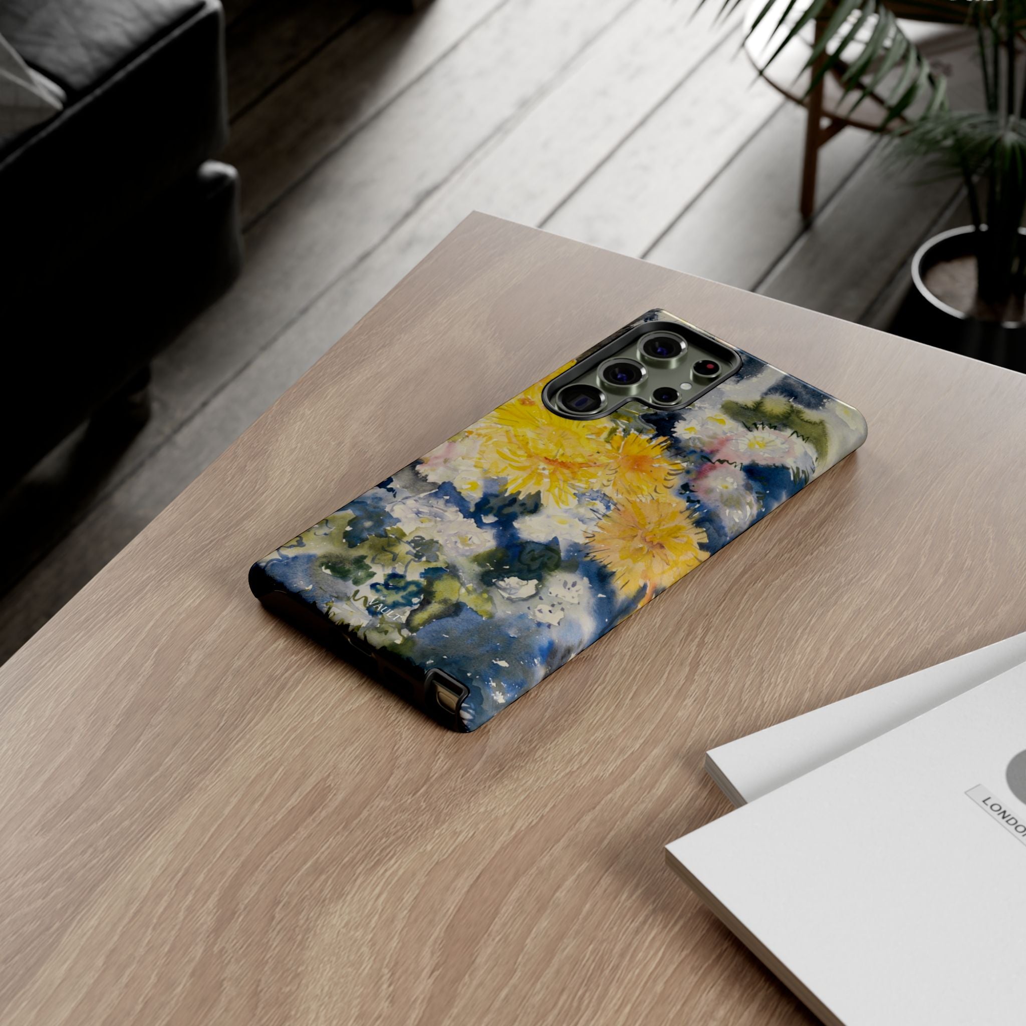 Floral Watercolor Phone Case – Yellow Chrysanthemums Design