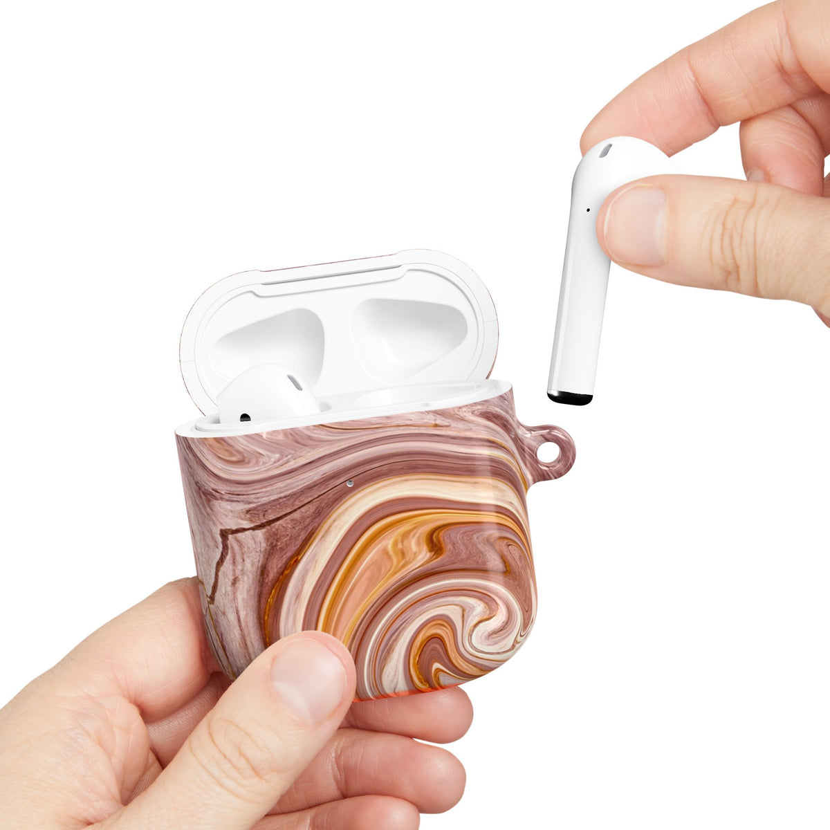 Marble Swirl AirPod Case — Pink & Gold Abstract Protective Cover