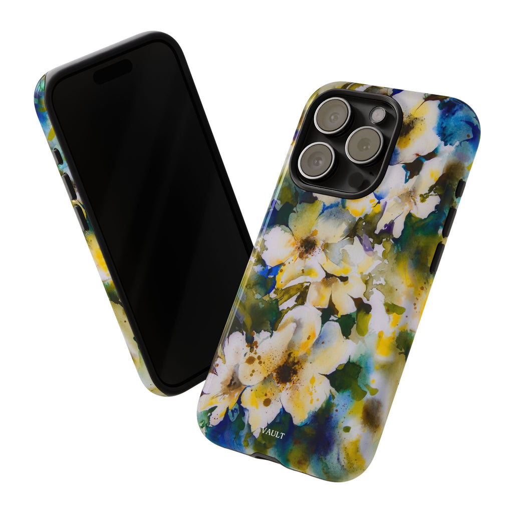 Floral Watercolor Tough Case – Yellow White Blossom Phone Cover