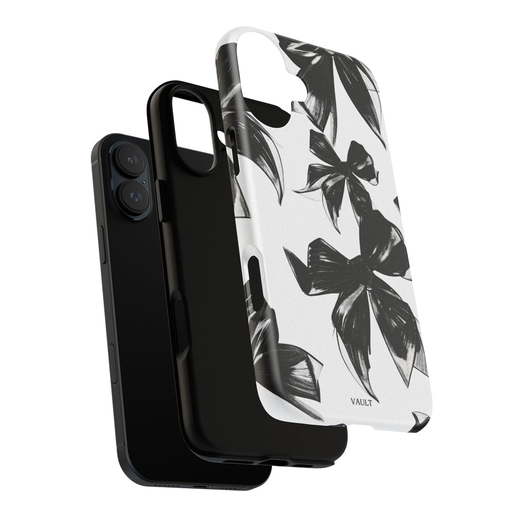 Floral Brushstroke Phone Case — Black & White Botanical Tough Case