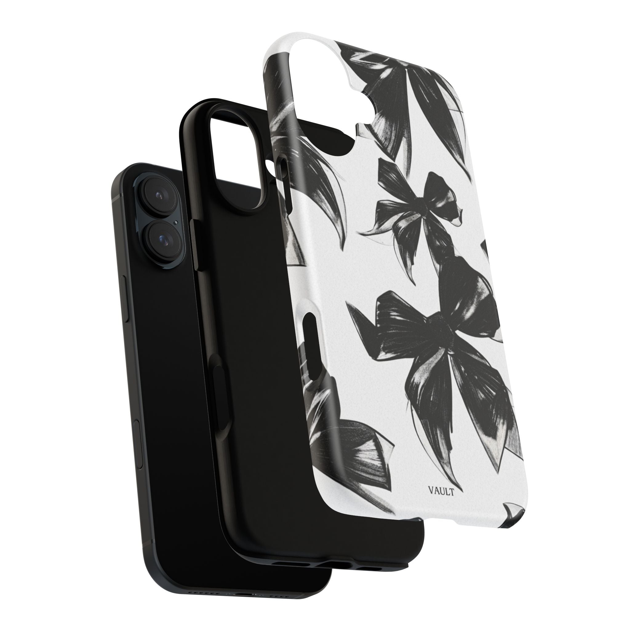 Floral Brushstroke Phone Case — Black & White Botanical Tough Case