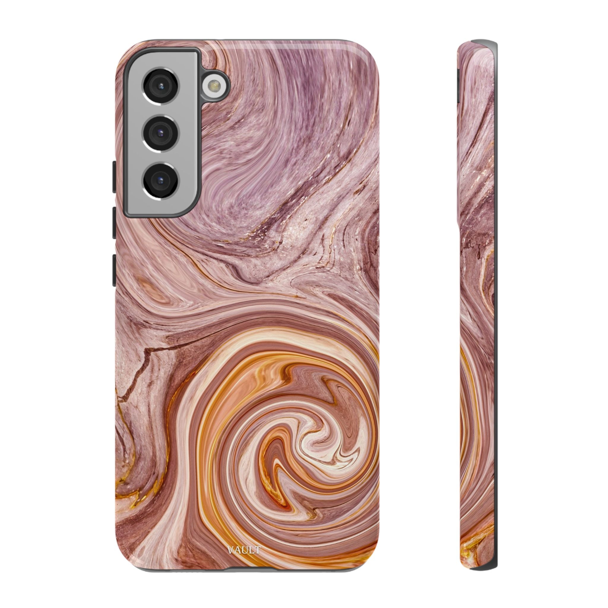 Marble Swirl Phone Case — Pink & Gold Abstract Tough Case