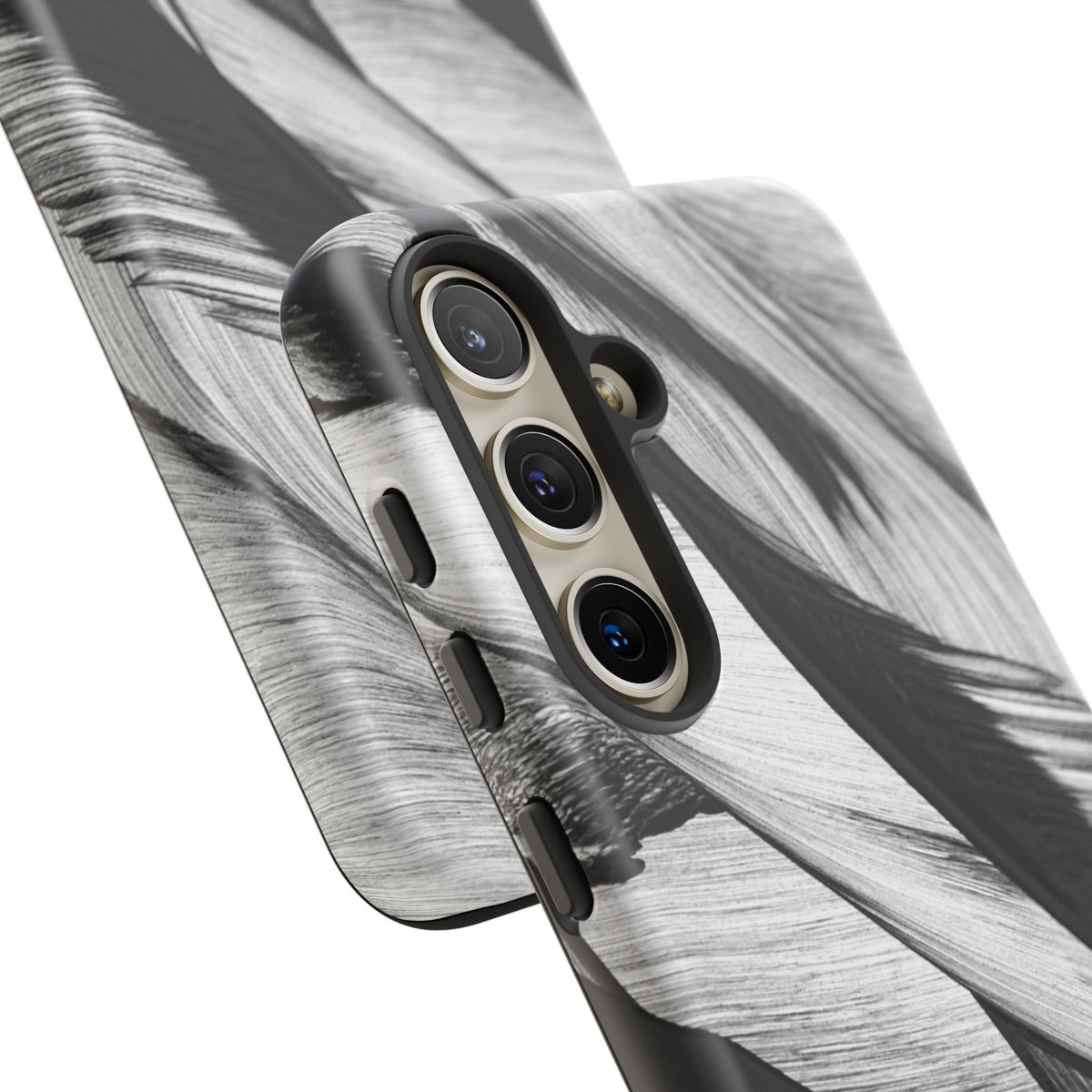 Monochrome Tropical Leaf Tough Phone Case — Black & White Botanical Protective Cover