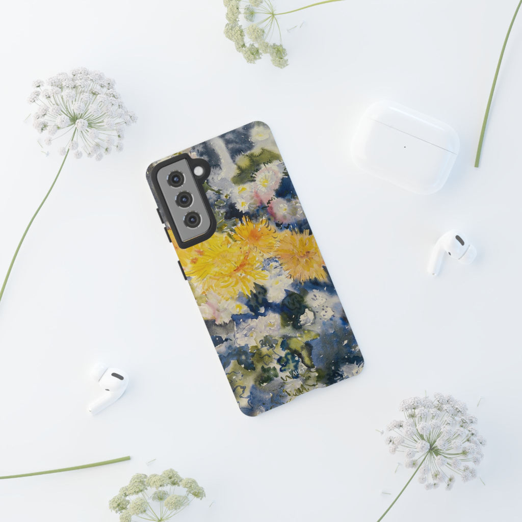 Floral Watercolor Phone Case – Yellow Chrysanthemums Design
