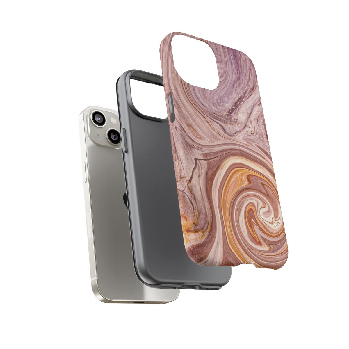 Marble Swirl Phone Case — Pink & Gold Abstract Tough Case
