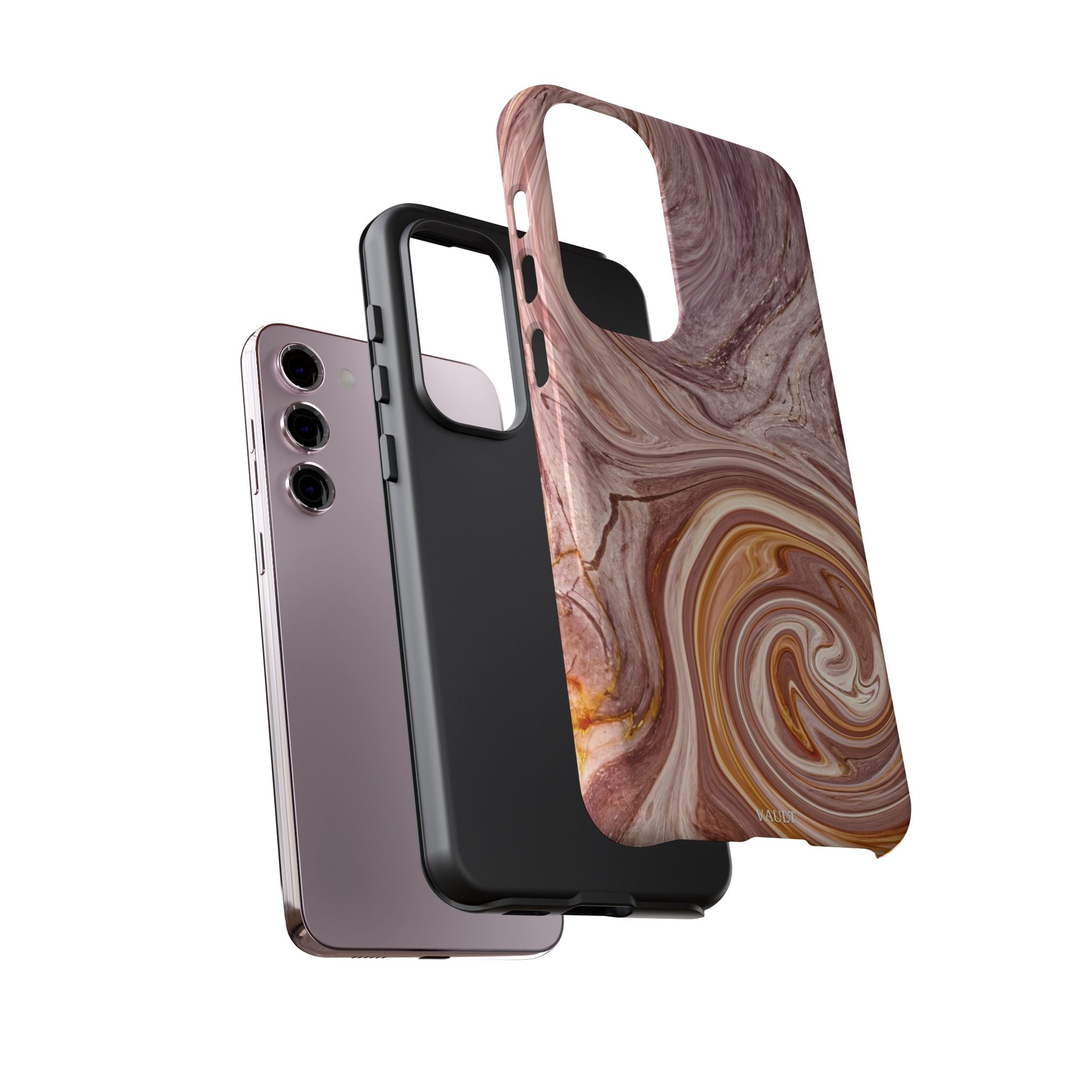 Marble Swirl Phone Case — Pink & Gold Abstract Tough Case