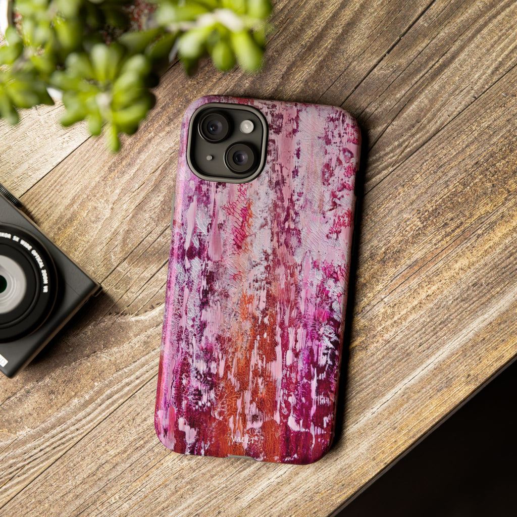 Pink Abstract Art Tough Phone Case — Protective Artistic Phone Cover