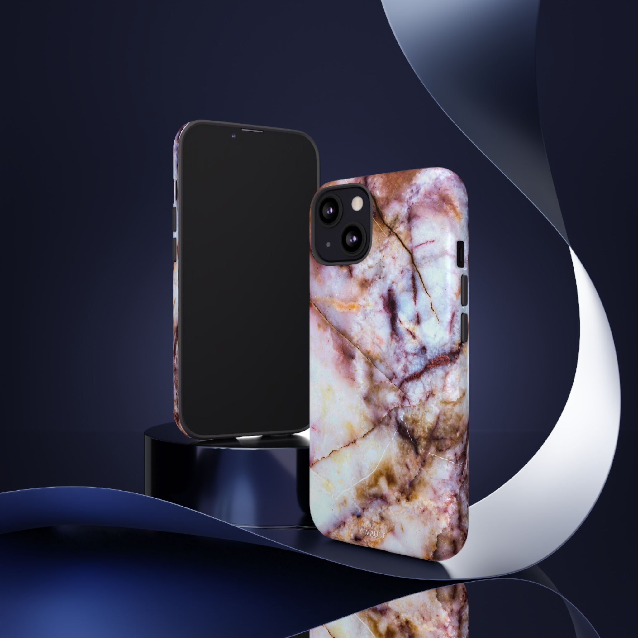 Marble Vein Tough Phone Case — Pink Quartz Protective Cover