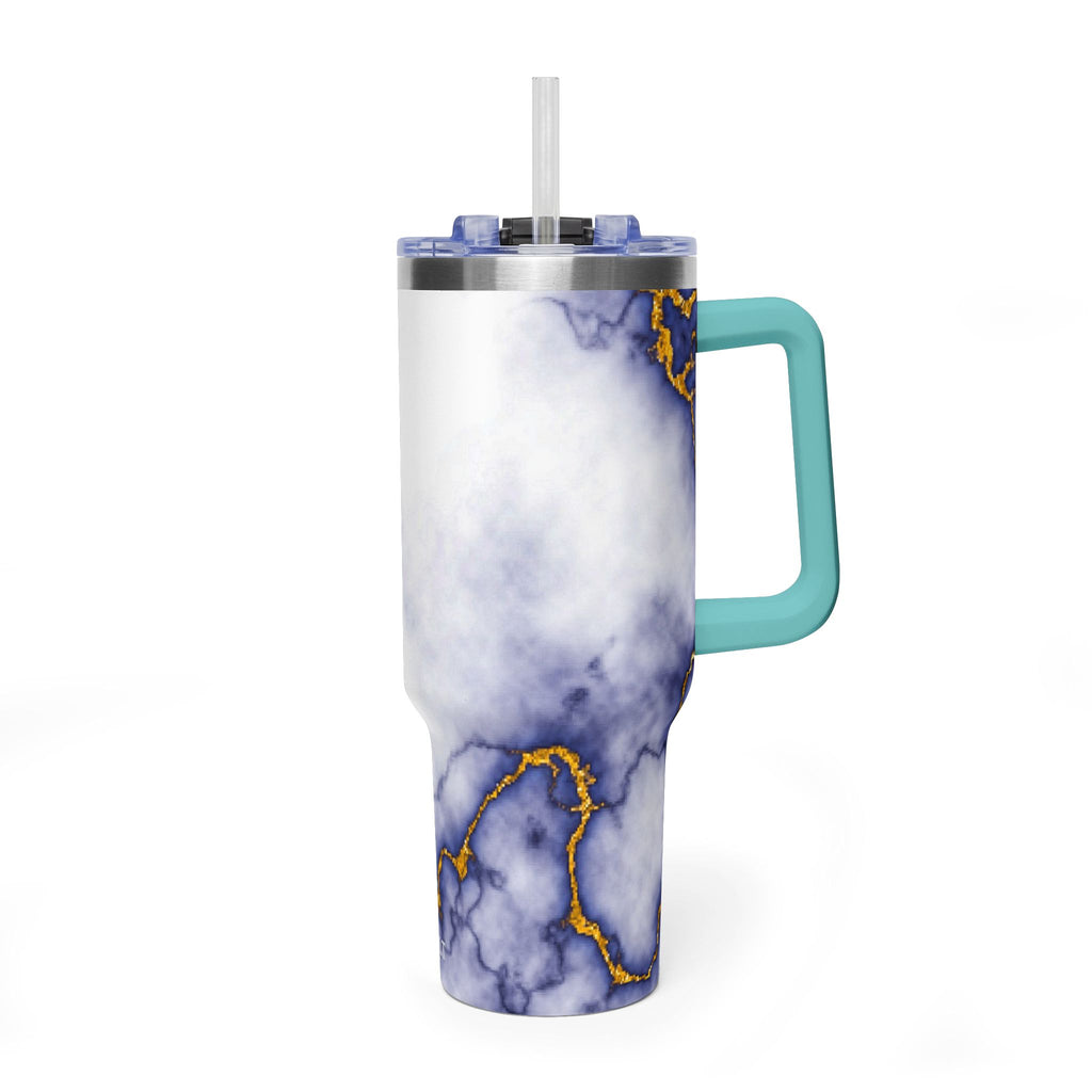 40oz Marble Thermal Tumbler - Blue & Gold Veined Vacuum Cup