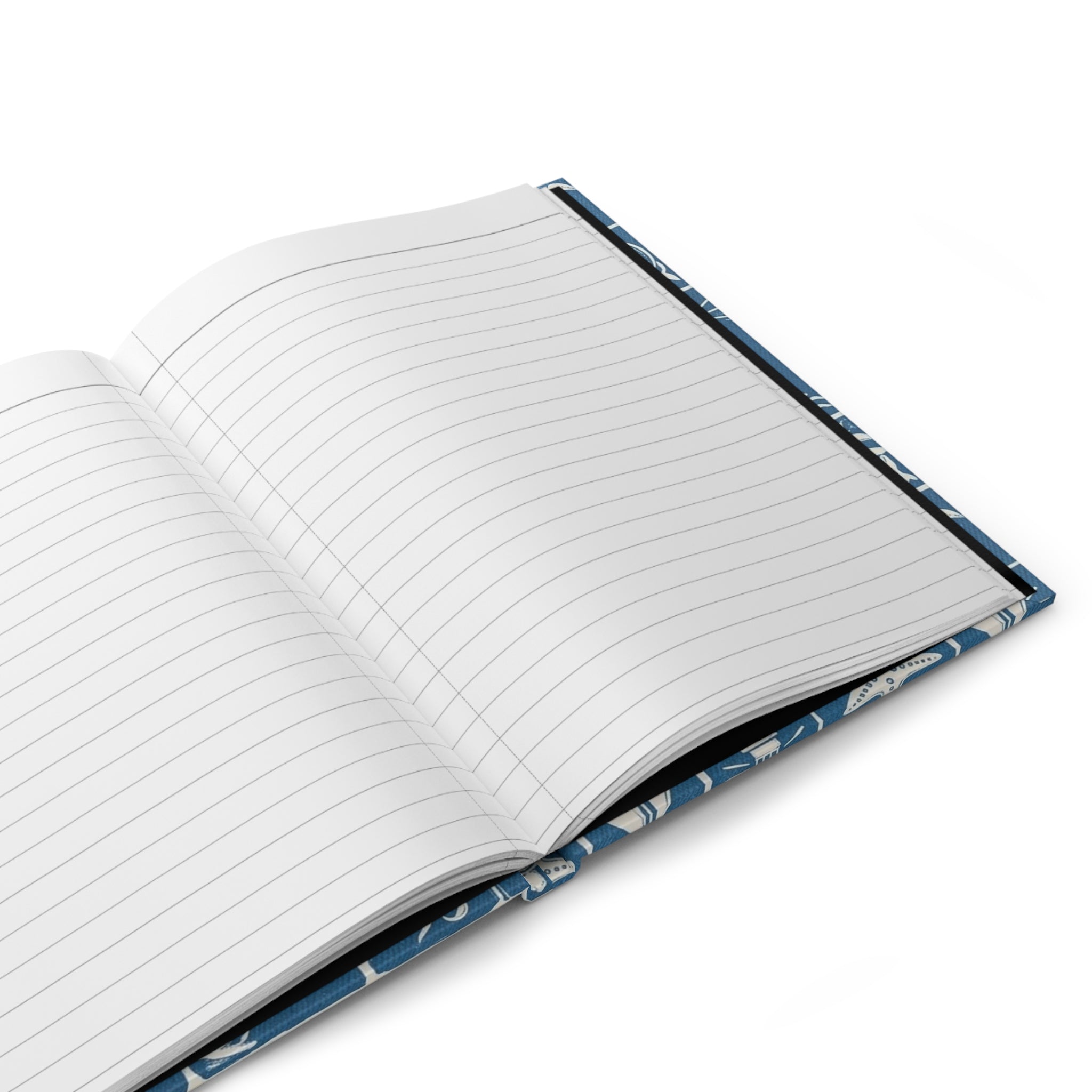 Nautical Icons Hardcover Journal — Compass, Lighthouse & Sea Life Pattern