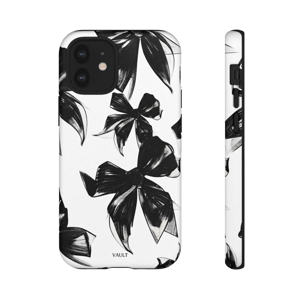 Floral Brushstroke Phone Case — Black & White Botanical Tough Case