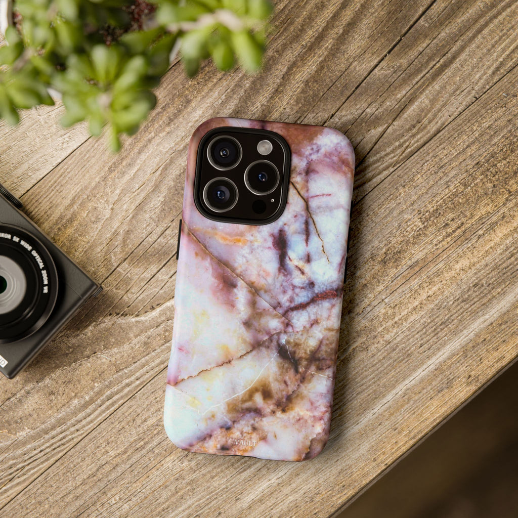 Marble Vein Tough Phone Case — Pink Quartz Protective Cover