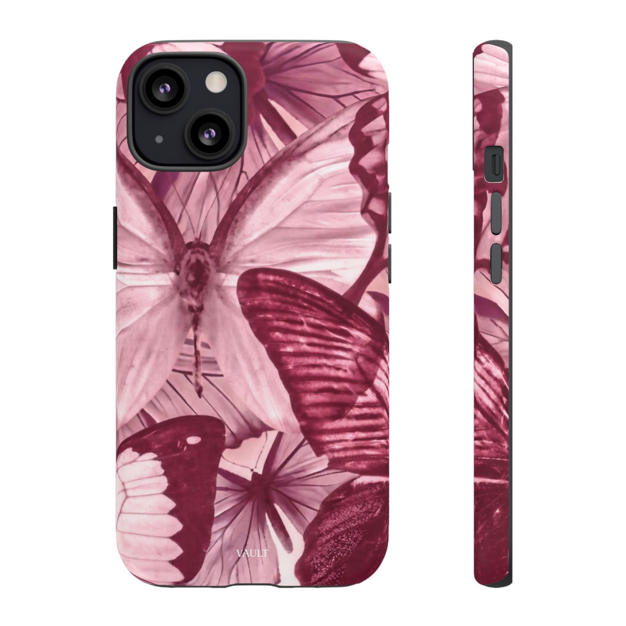 Butterfly Tough Phone Case — Vintage Pink Floral Protective Cover