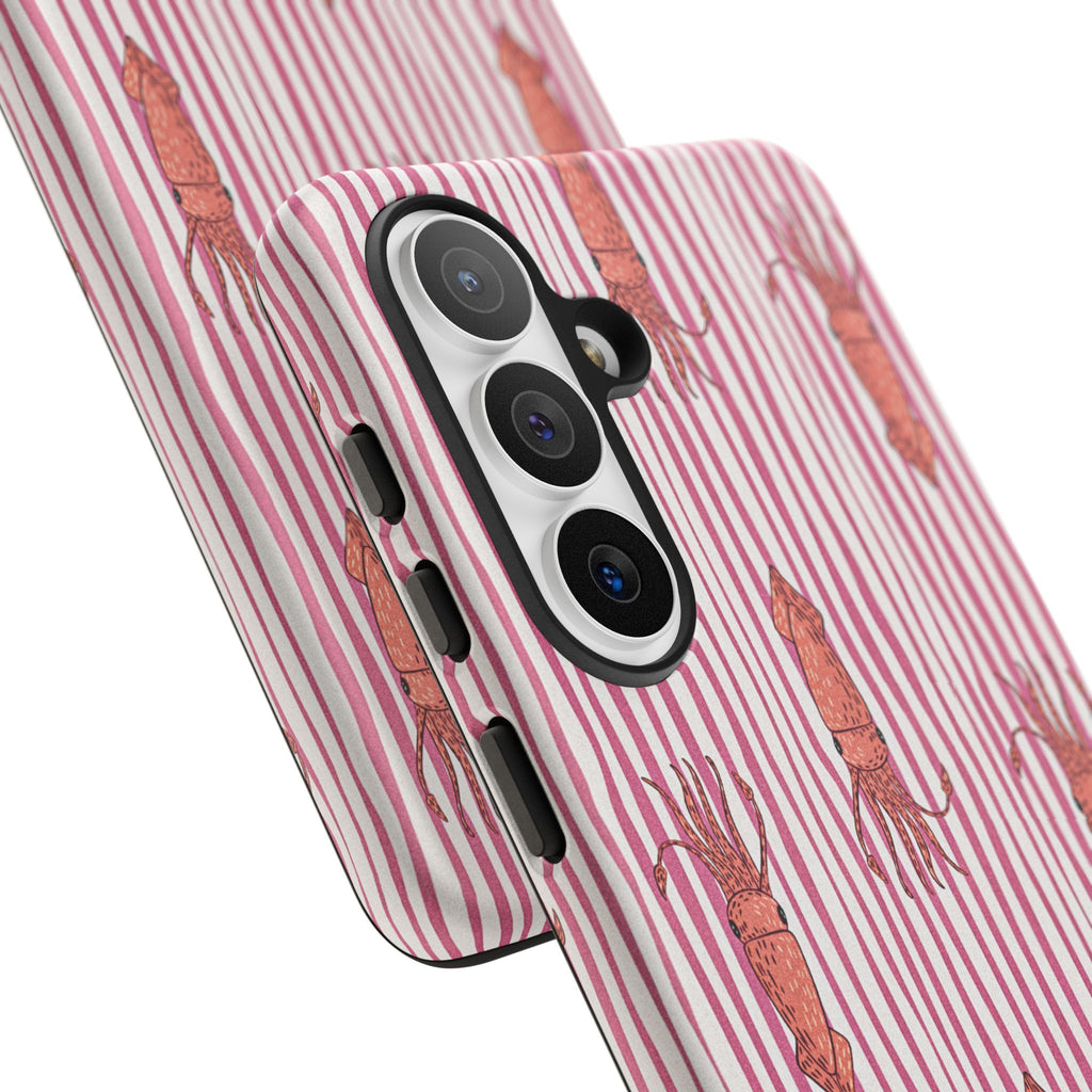 Squid Stripe Phone Case — Pink Nautical Sea Creature Pattern