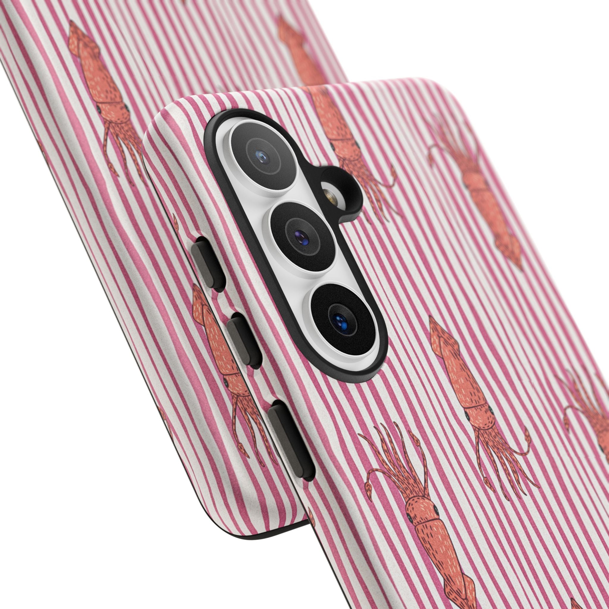 Squid Stripe Phone Case — Pink Nautical Sea Creature Pattern