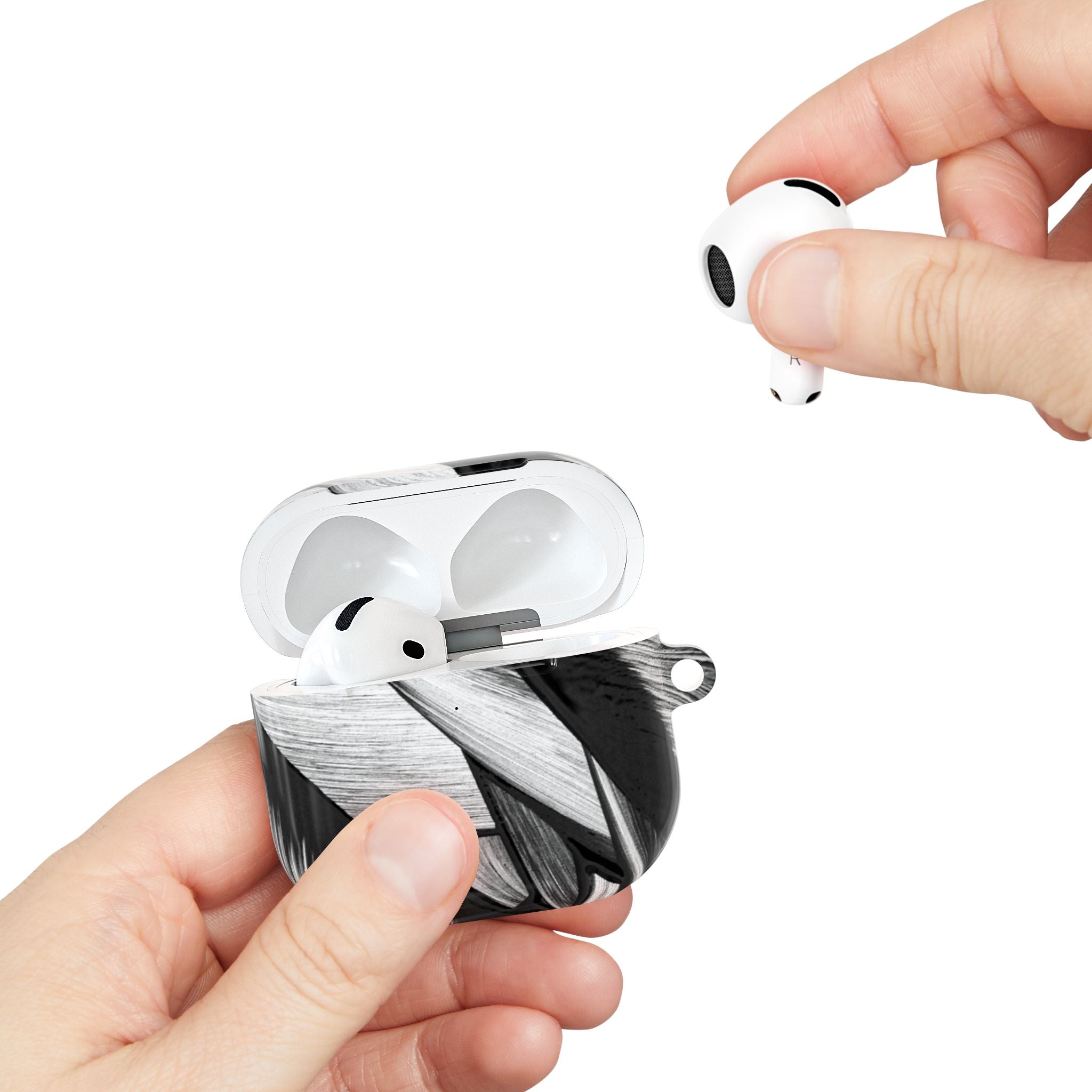 AirPod Case — Monochrome Tropical Leaf Protective Cover