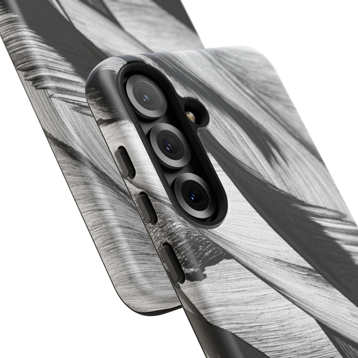 Monochrome Tropical Leaf Tough Phone Case — Black & White Botanical Protective Cover
