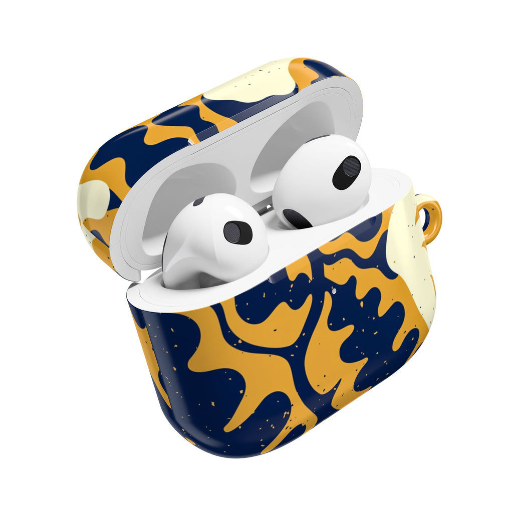 Abstract Navy & Mustard Swirl AirPod Case — Protective Designer Cover